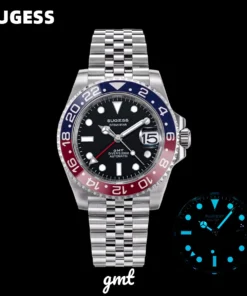 Sugess GMT Diving Watch of Men Automatic Mechanical Waterproof Wristwatches Peacock SL3032 Movement Ceramic Bezel Jubille Band