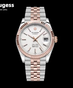 Sugess 36mm Man Watch Automatic ST2130 Movement Retro Mechanical Wristwatches Sapphire Crystal RoseGold Case President Bracelet